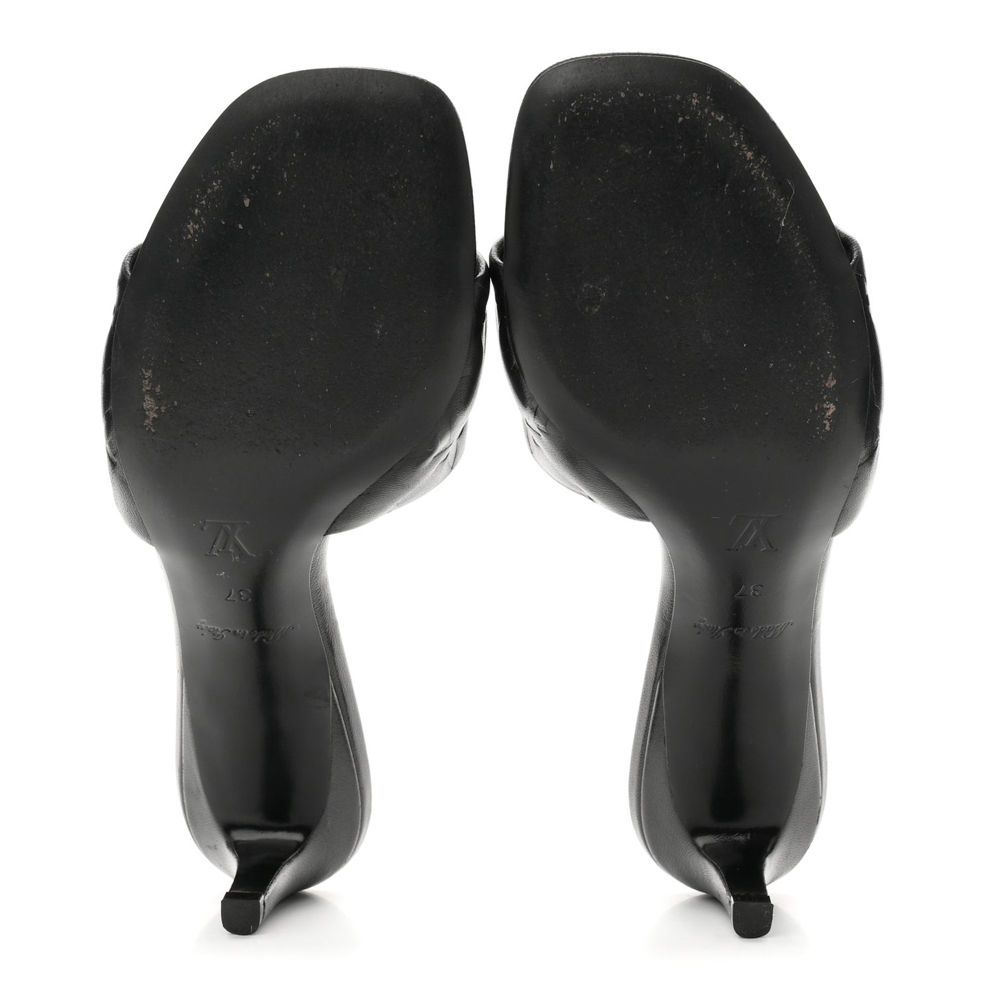 Lambskin Embossed Monogram Revival Mid Heel Mules 37 Black