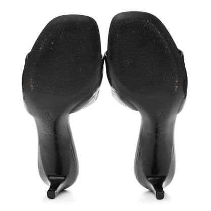 Louis Vuitton Lambskin Embossed Monogram Revival Mid Heel Mules 37 Black 6 of 10