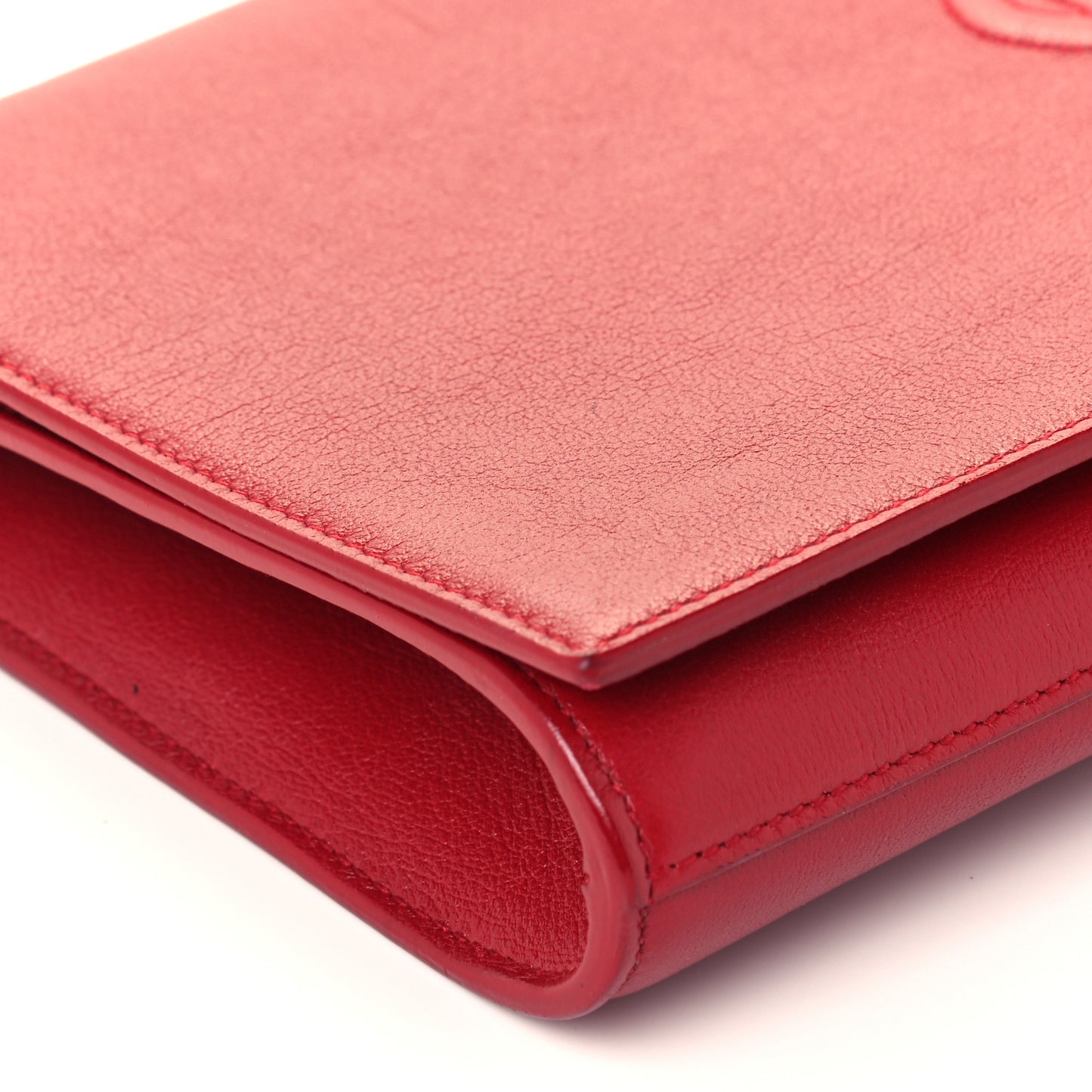 Calfskin Monogram Large Belle De Jour Clutch Lipstick Red