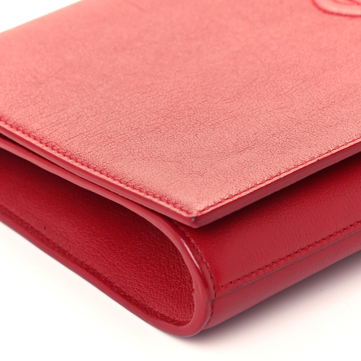 Saint Laurent Calfskin Monogram Large Belle De Jour Clutch Lipstick Red 7 of 8