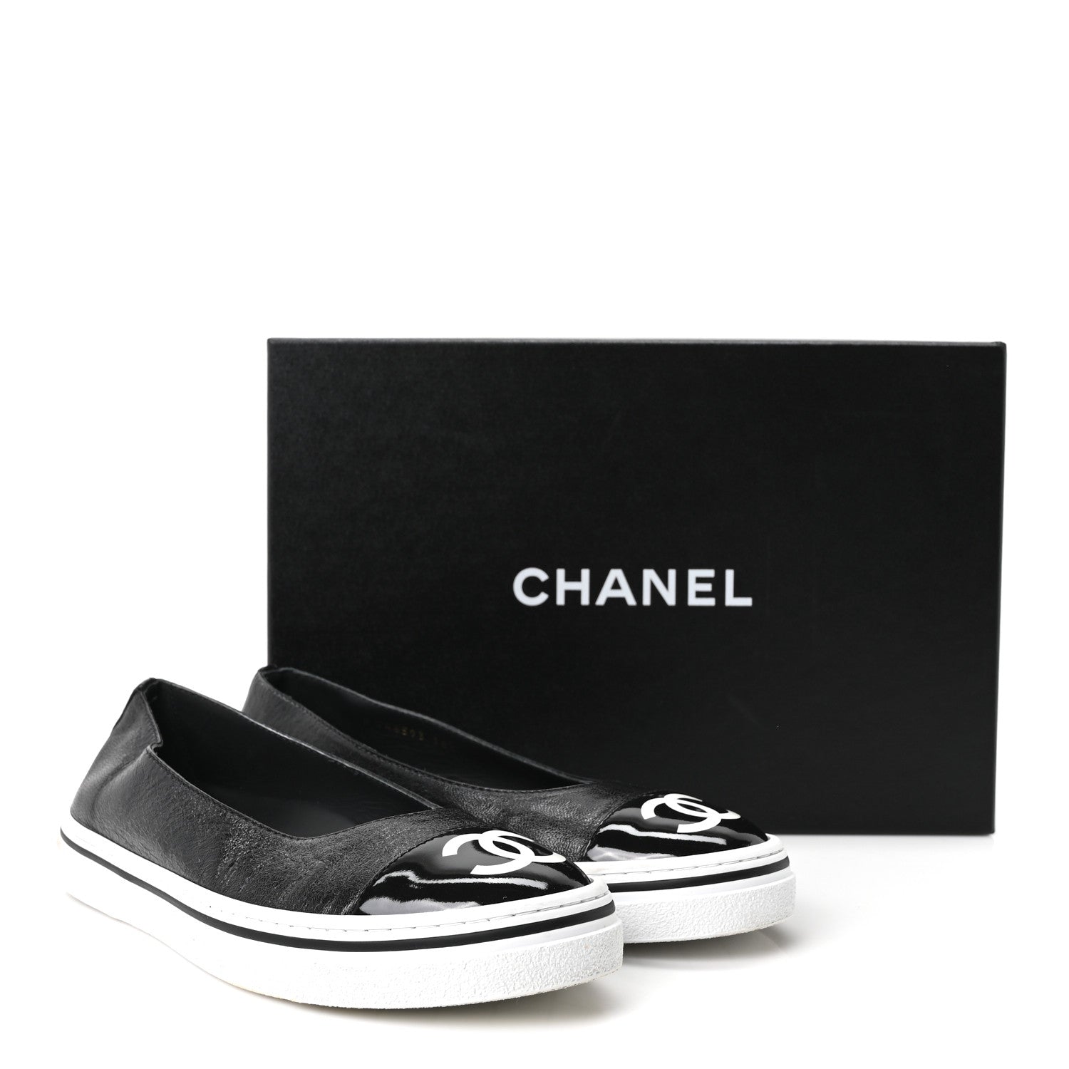 Chanel Crumpled Shiny Lambskin Patent Calfskin CC Ballet Flats 36.5 Black 10 of 10