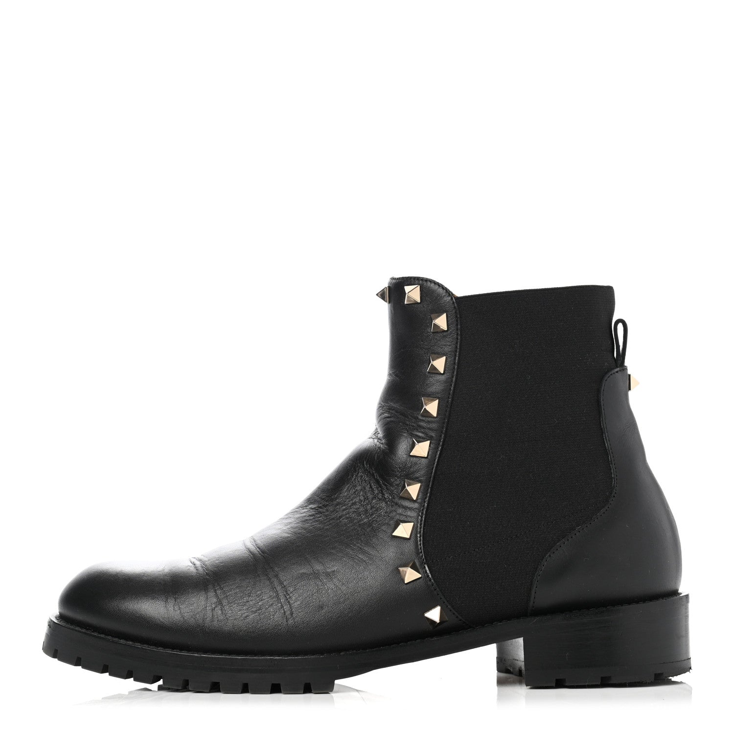 Valentino Garavani Calfskin Rockstud Beatle Chelsea 20mm Ankle Boots 39 Black 1 of 12