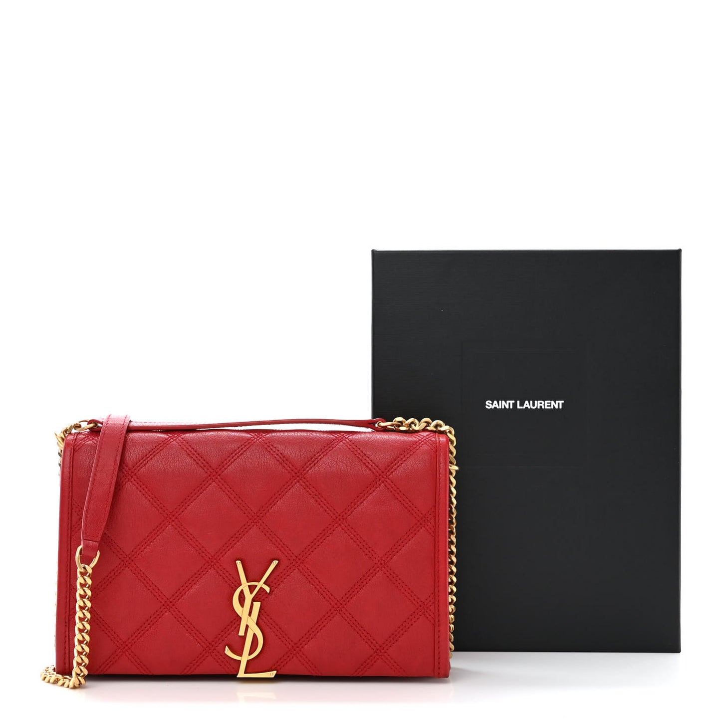 Lambskin Diamond Quilted Becky Chain Wallet Rouge Eros