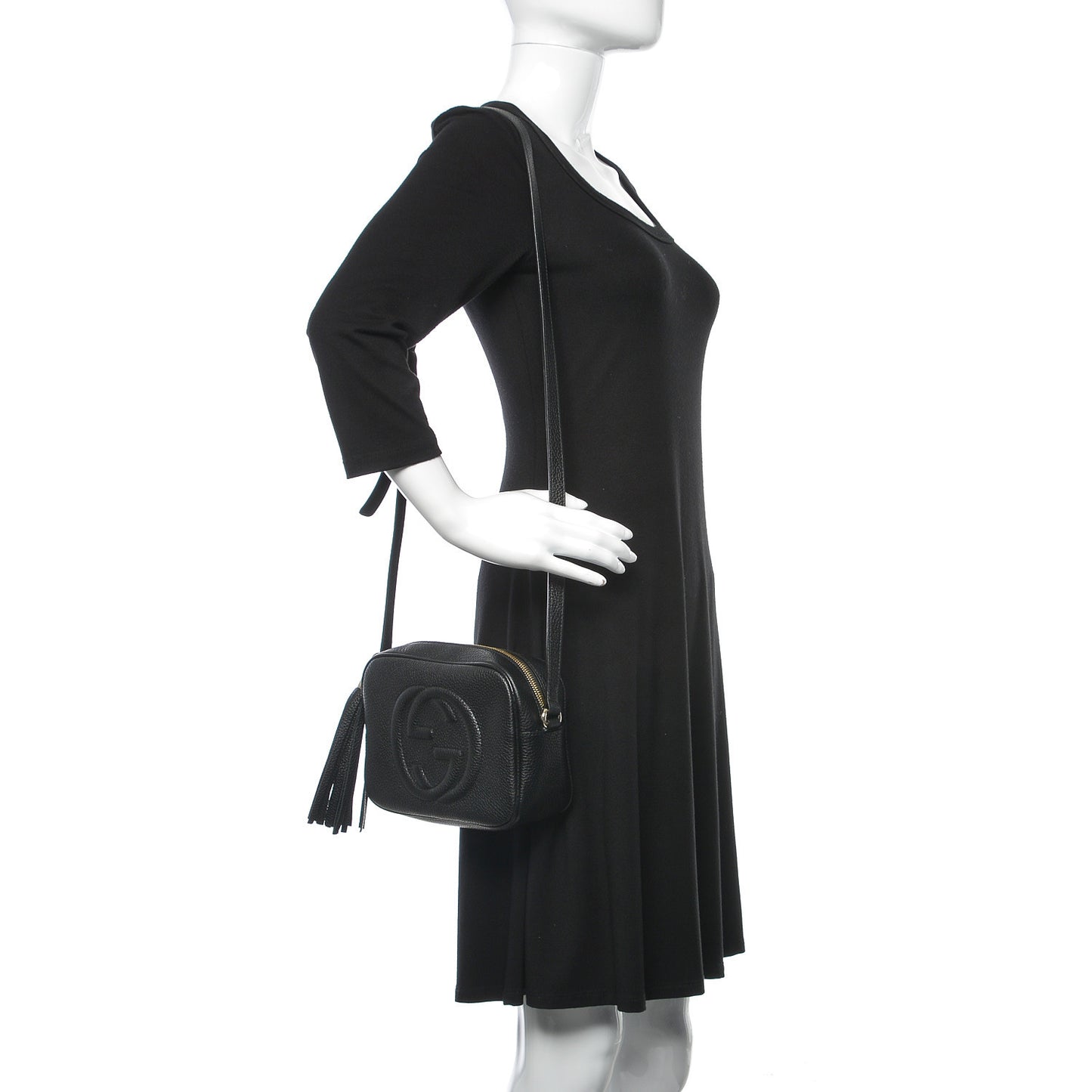 Pebbled Calfskin Small Soho Disco Bag Black