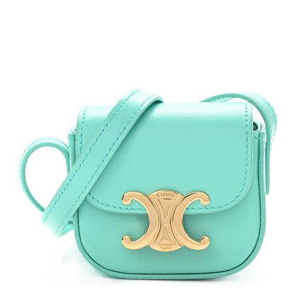 Celine Calfskin Triomphe Airpods Case With Strap Turquoise 1 of 12