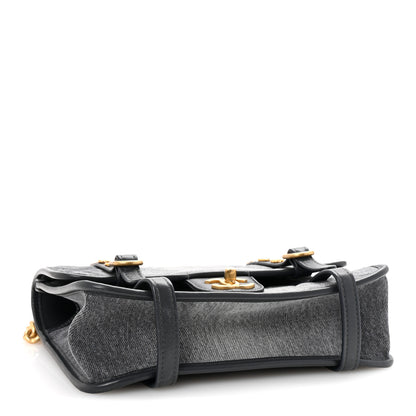 Chanel Washed Denim Quilted Messenger Flap Black 4 of 10