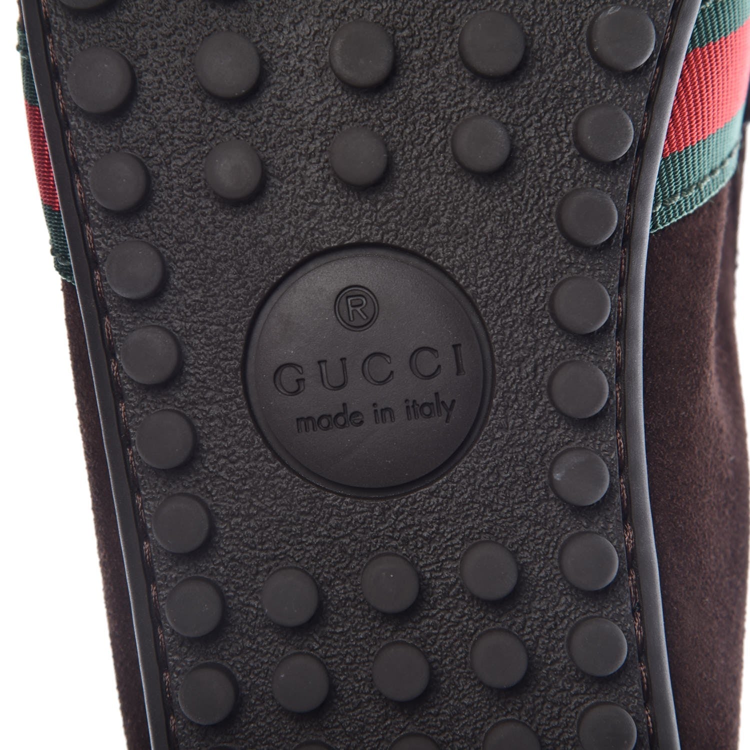 Gucci Suede Web Mens Kanye Driver Loafers 10.5 Cocoa 9 of 11