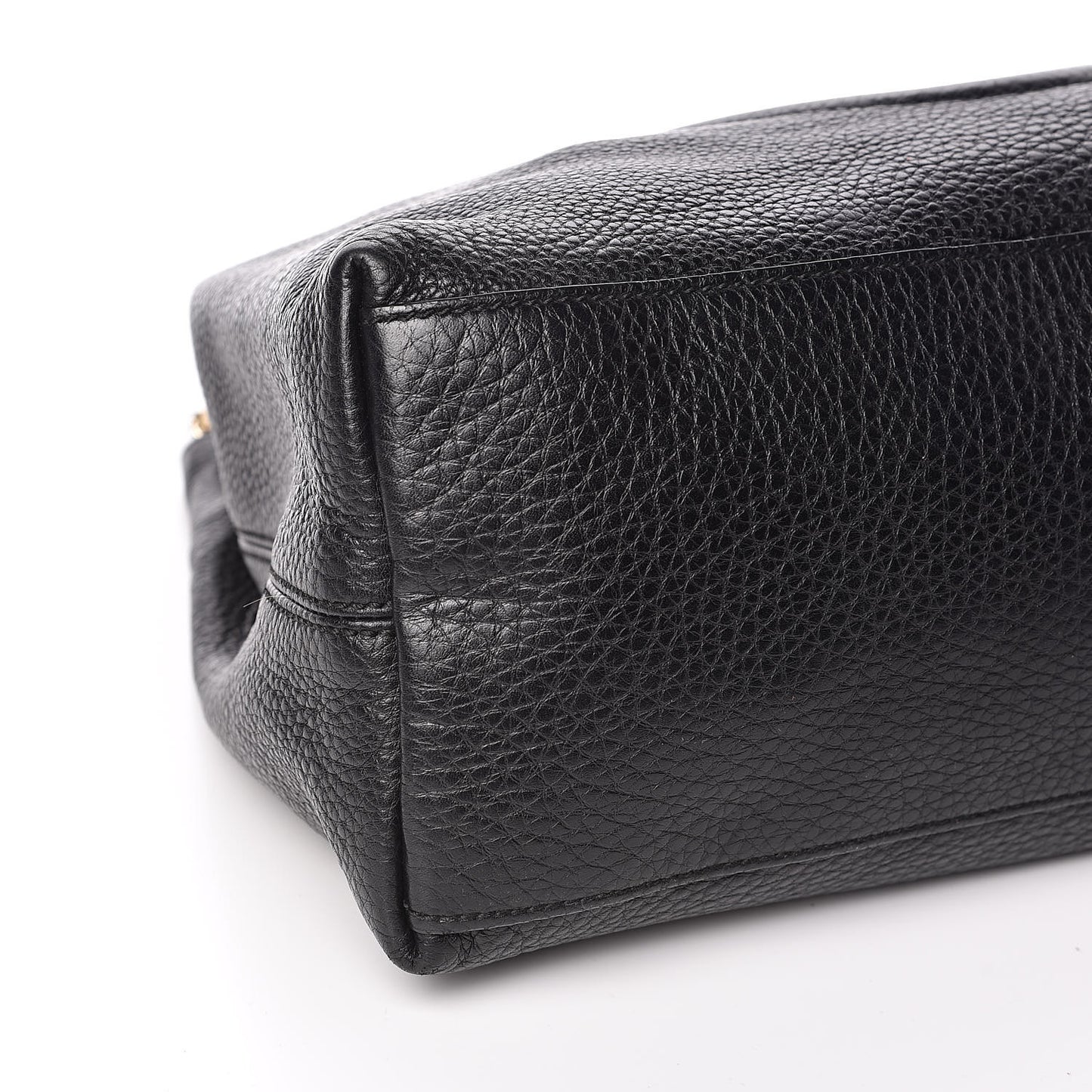 Pebbled Calfskin Medium Soho Chain Shoulder Bag Black