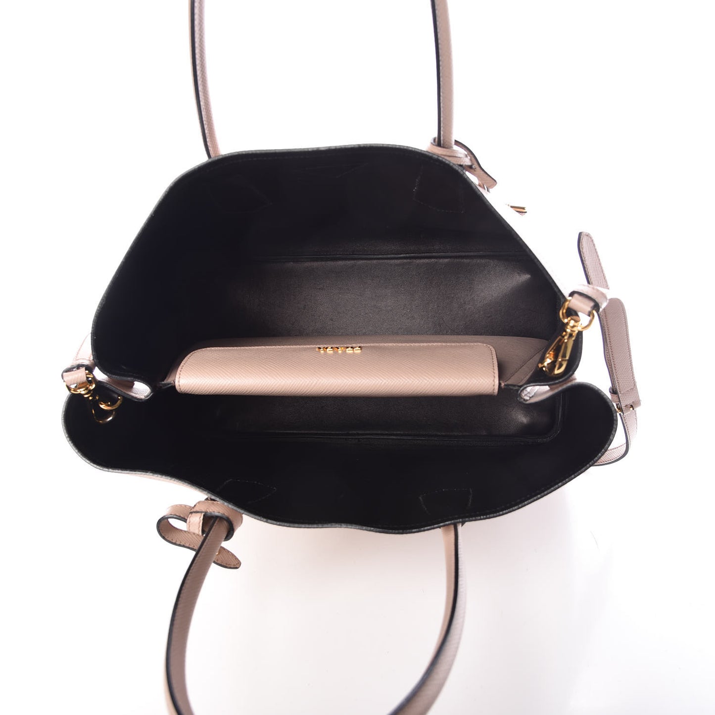 Saffiano Cuir Large Double Bag Cammeo