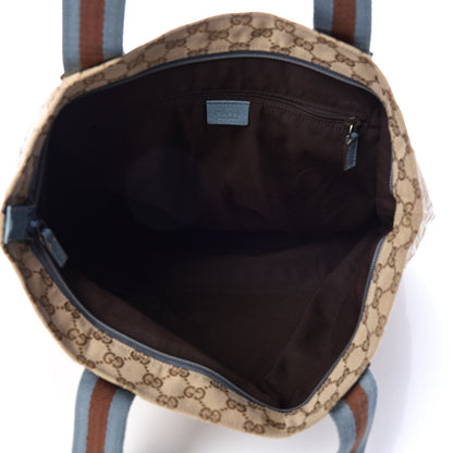 Gucci GG Monogram Large Web Handle Vertical Tote Blue 5 of 9
