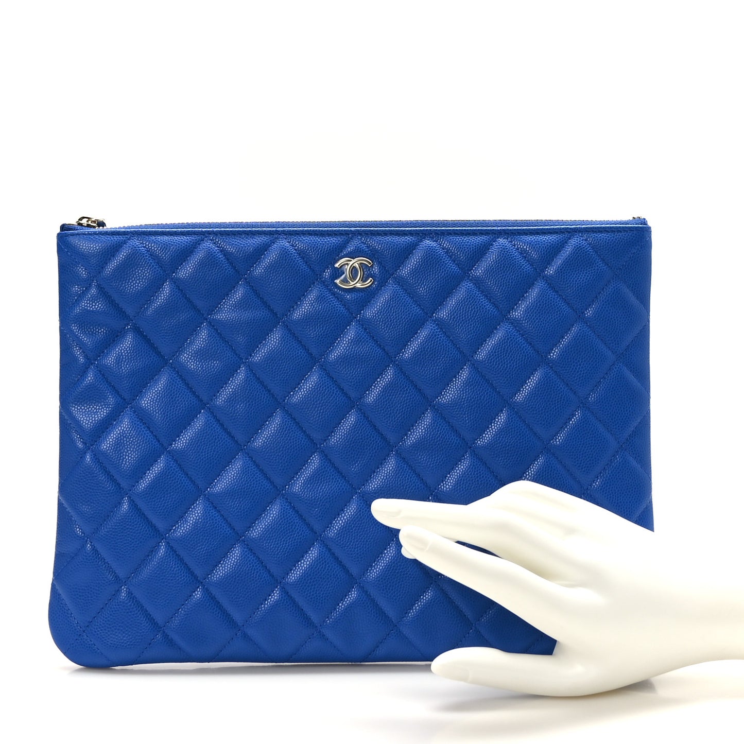 Caviar Quilted Medium Cosmetic Case Blue