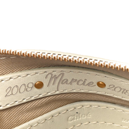 Chloe Grain Calfskin Mini Marcie Multi Fringe Satchel Natural White 6 of 10