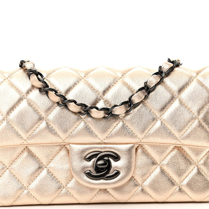 Chanel Metallic Lambskin Quilted Mini Rectangular Flap Gold Black 8 of 10