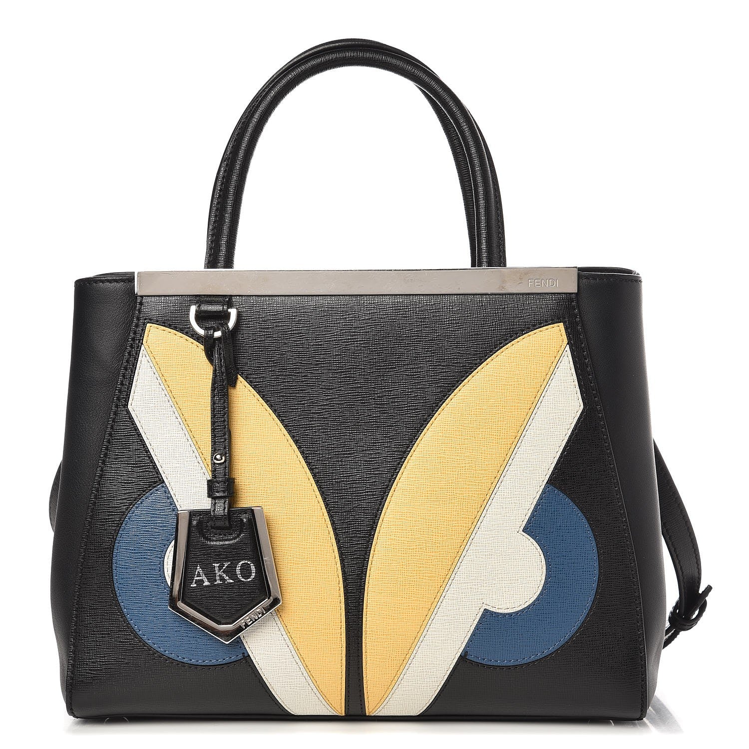 Fendi Saffiano Monster Colorblock Petite 2Jours Tote Black 1 of 10