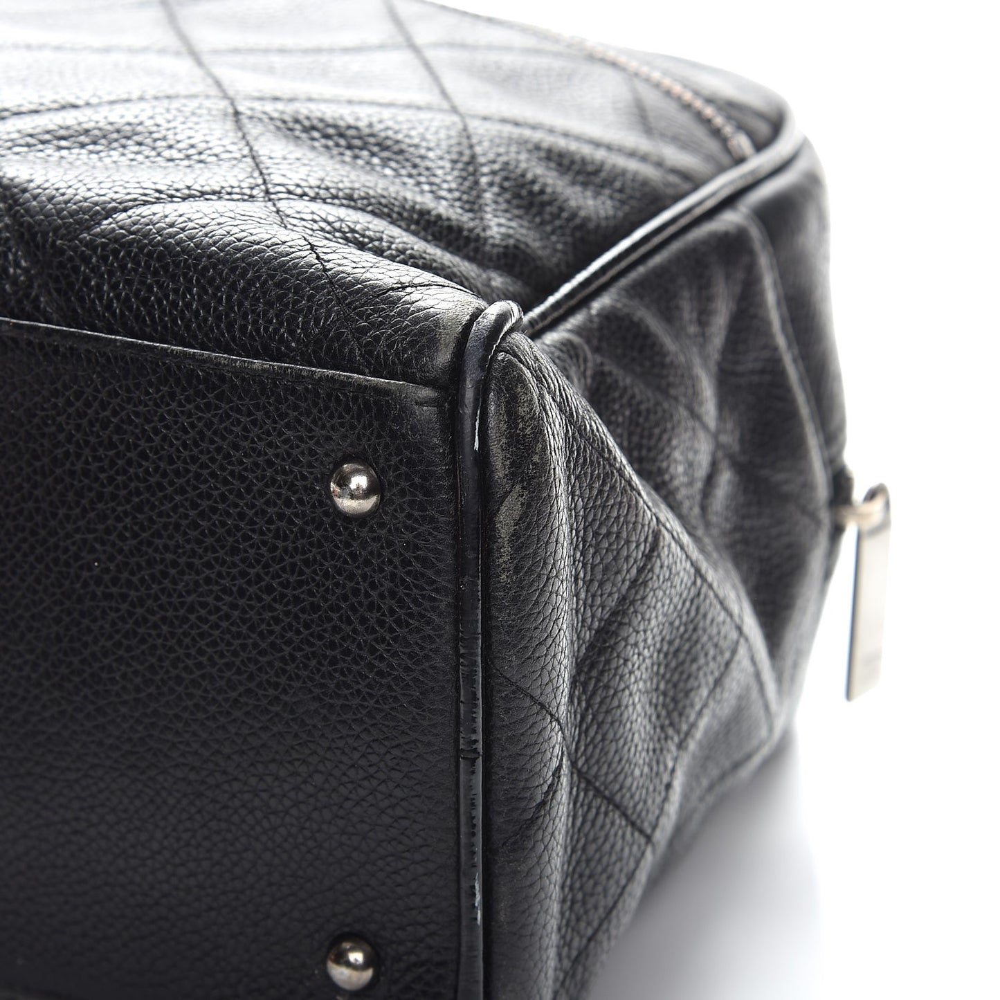 Caviar Patent Quilted Large Bowler Black