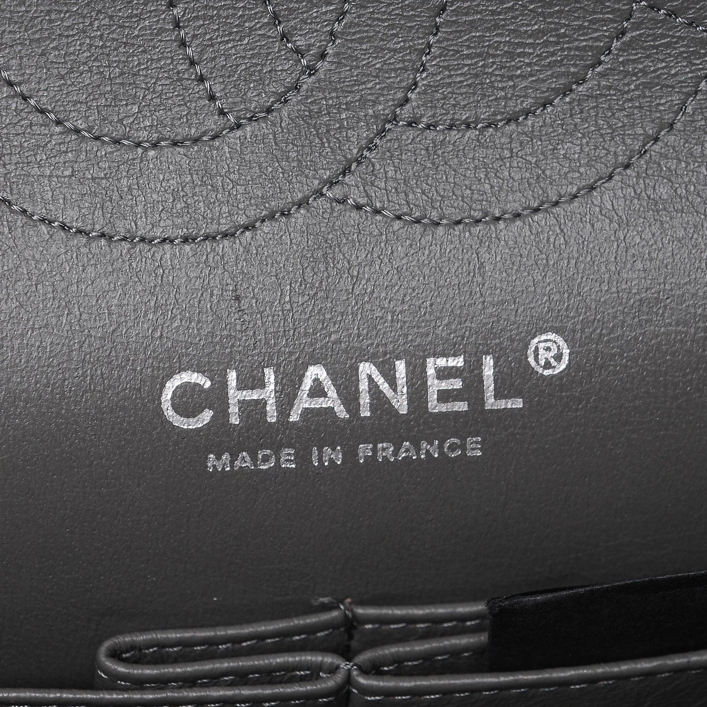 Lambskin Medium Quilted Double Flap Dark Grey