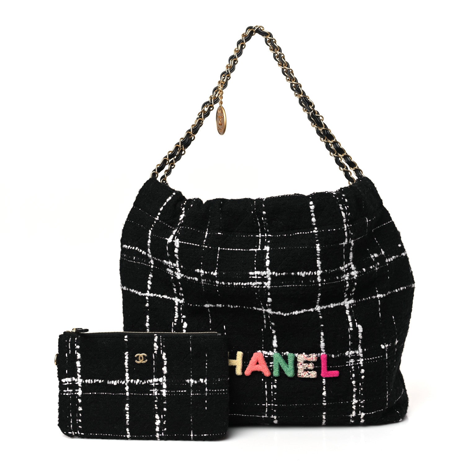 Chanel Wool Tweed Quilted Chanel 22 Black Multicolor 1 of 10
