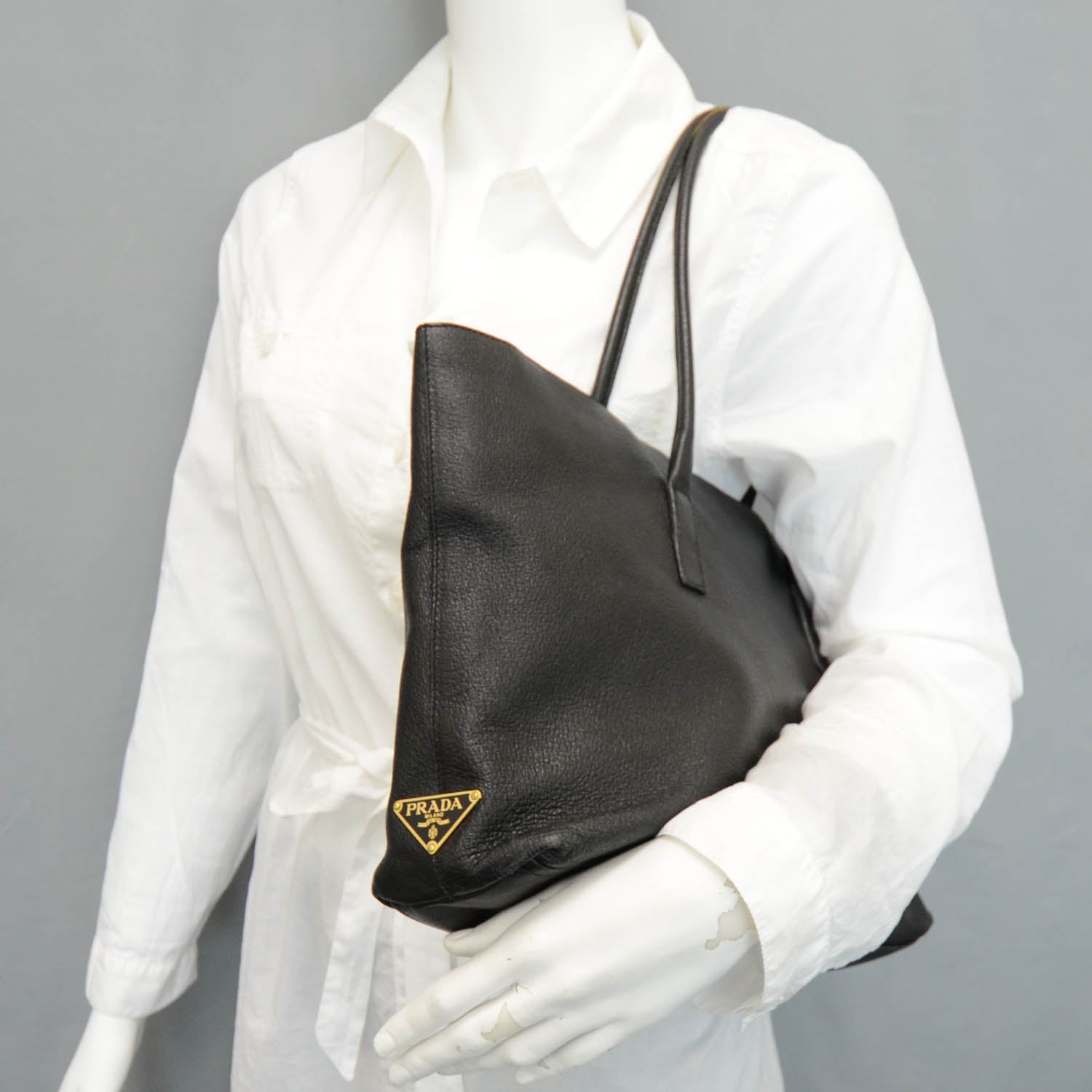 Prada Leather Shopper Tote Nero Black 2 of 9