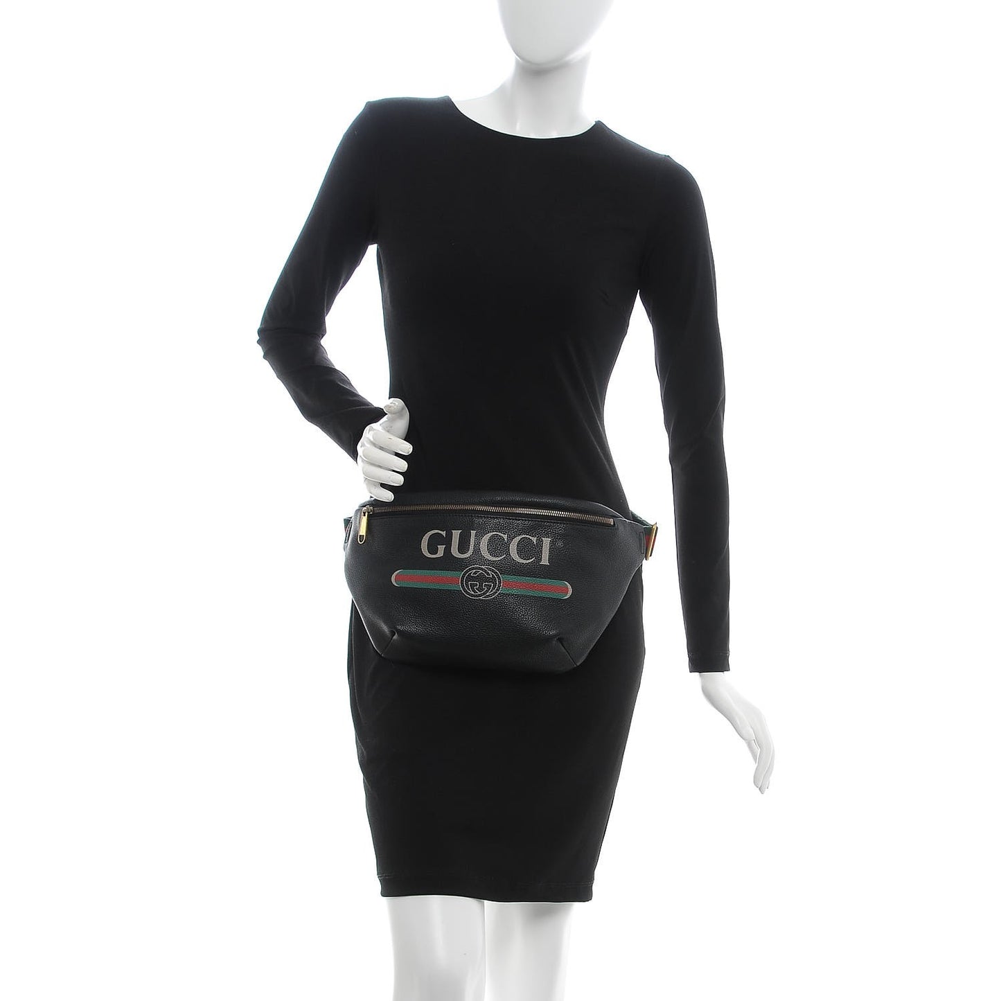 Grained Calfskin Logo Belt Bag Black