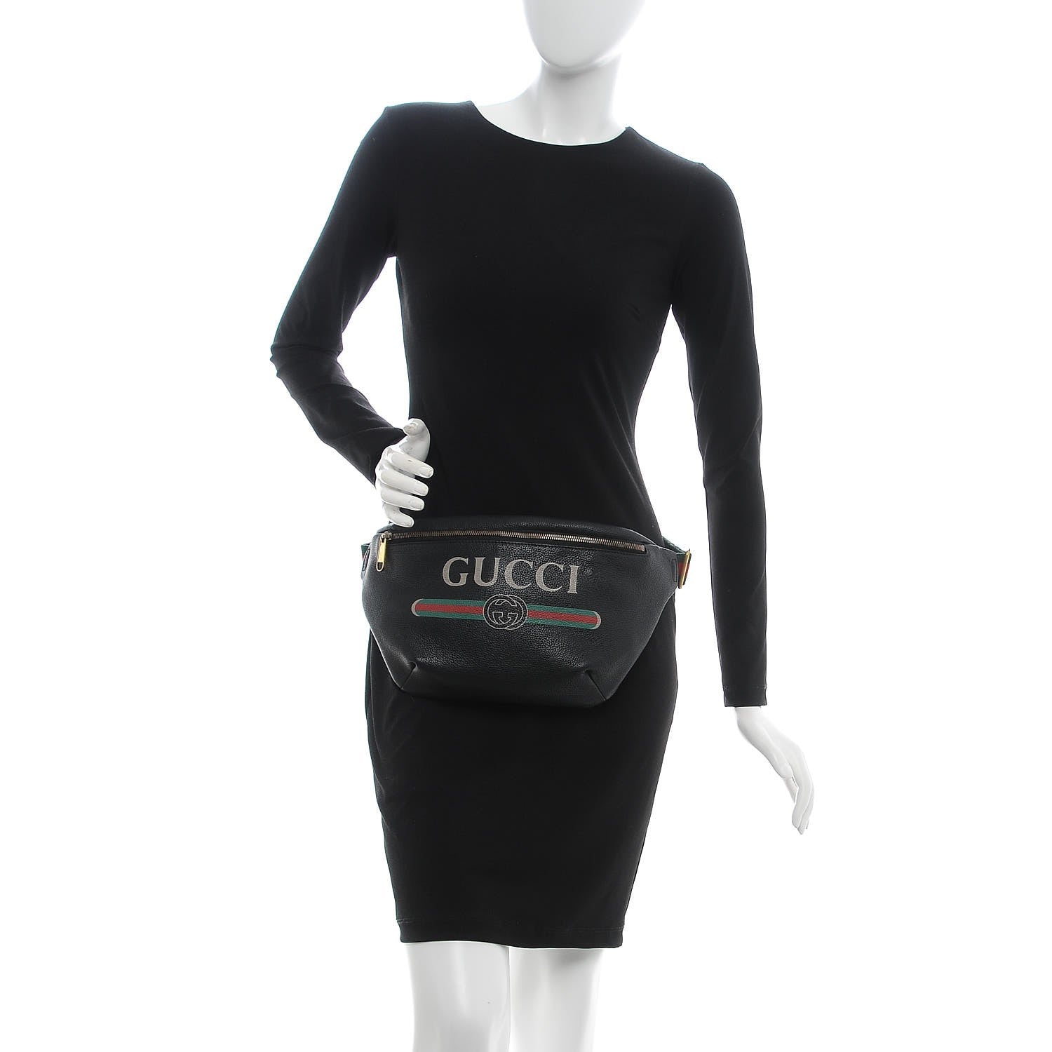 Gucci Grained Calfskin Logo Belt Bag Black 2 of 7