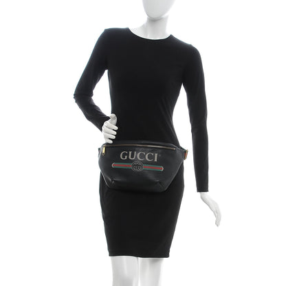 Gucci Grained Calfskin Logo Belt Bag Black 2 of 7