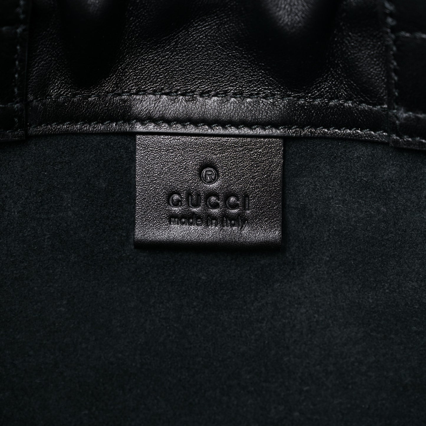 Calfskin Logo Drawstring Backpack Black