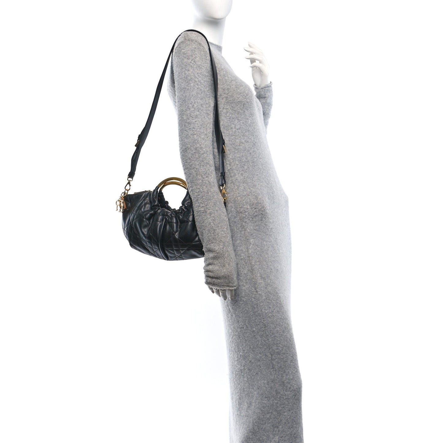 Calfskin Macrocannage Walk In Dior Hobo Black
