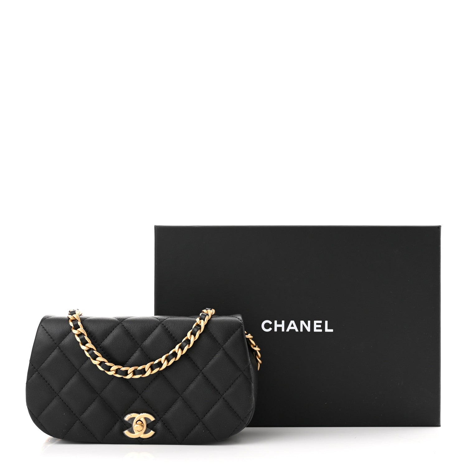 Chanel Calfskin Quilted Coco Mail Clutch With Chain Black 12 of 12