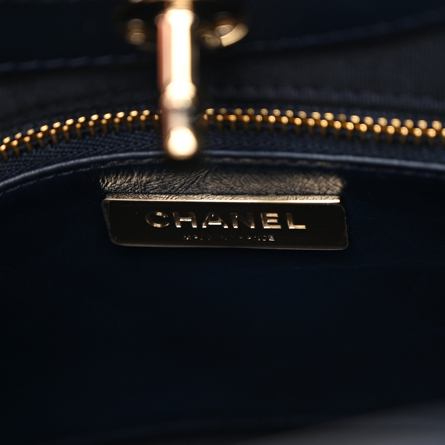 Chanel Shiny Crumpled Calfskin Quilted Mini 31 Shopping Bag Navy Blue 6 of 10