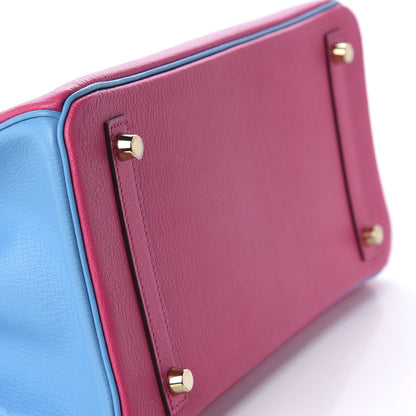 Hermes Chevre Mysore Horseshoe Birkin 30 Rose Shocking Celeste 31 of 34