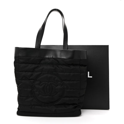 Chanel Nylon Calfskin CC Beach Tote Black 12 of 12