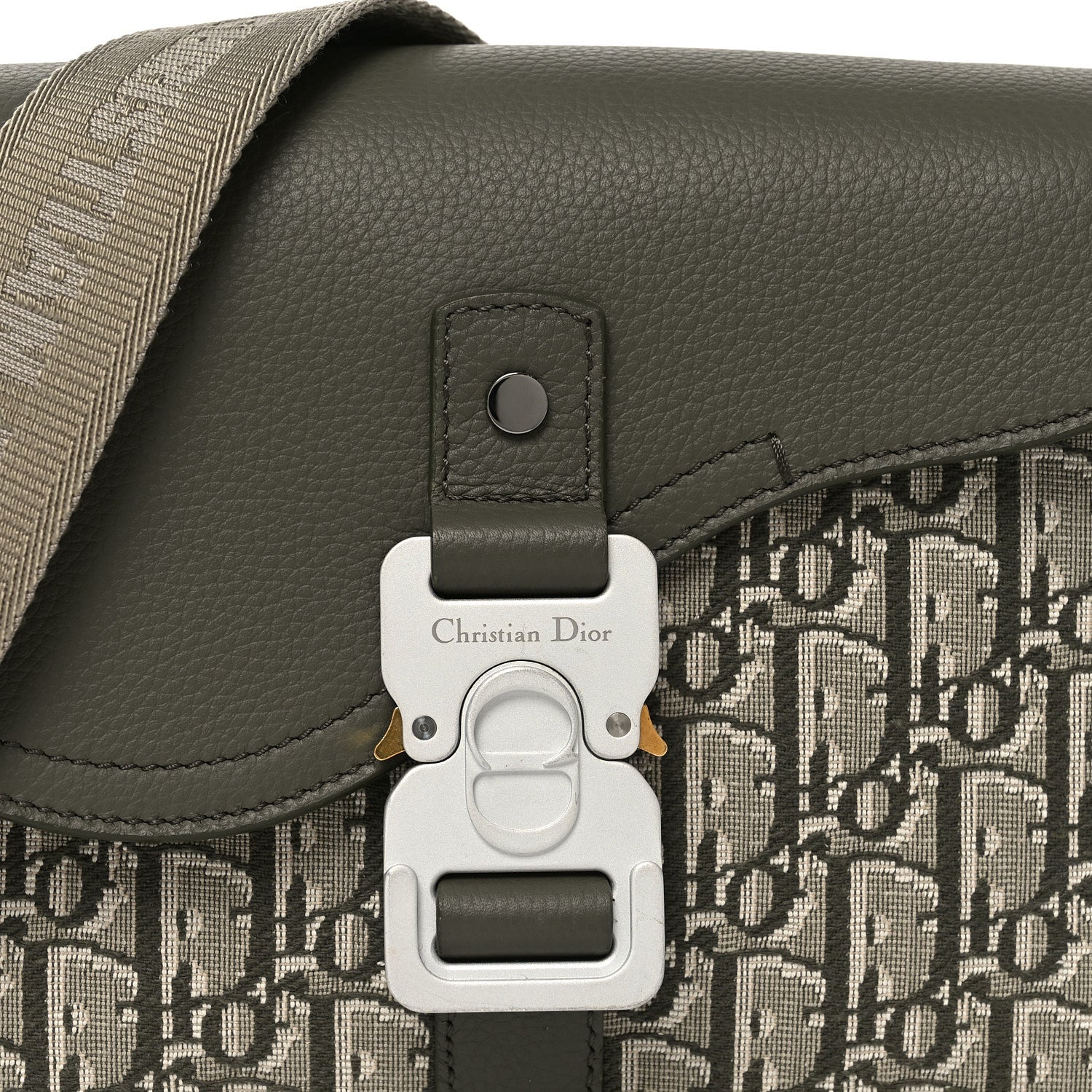 Christian Dior Oblique Jacquard Grained Calfskin Small Saddle Messenger Bag With Flap Green 7 of 9
