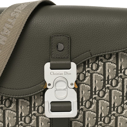Christian Dior Oblique Jacquard Grained Calfskin Small Saddle Messenger Bag With Flap Green 7 of 9