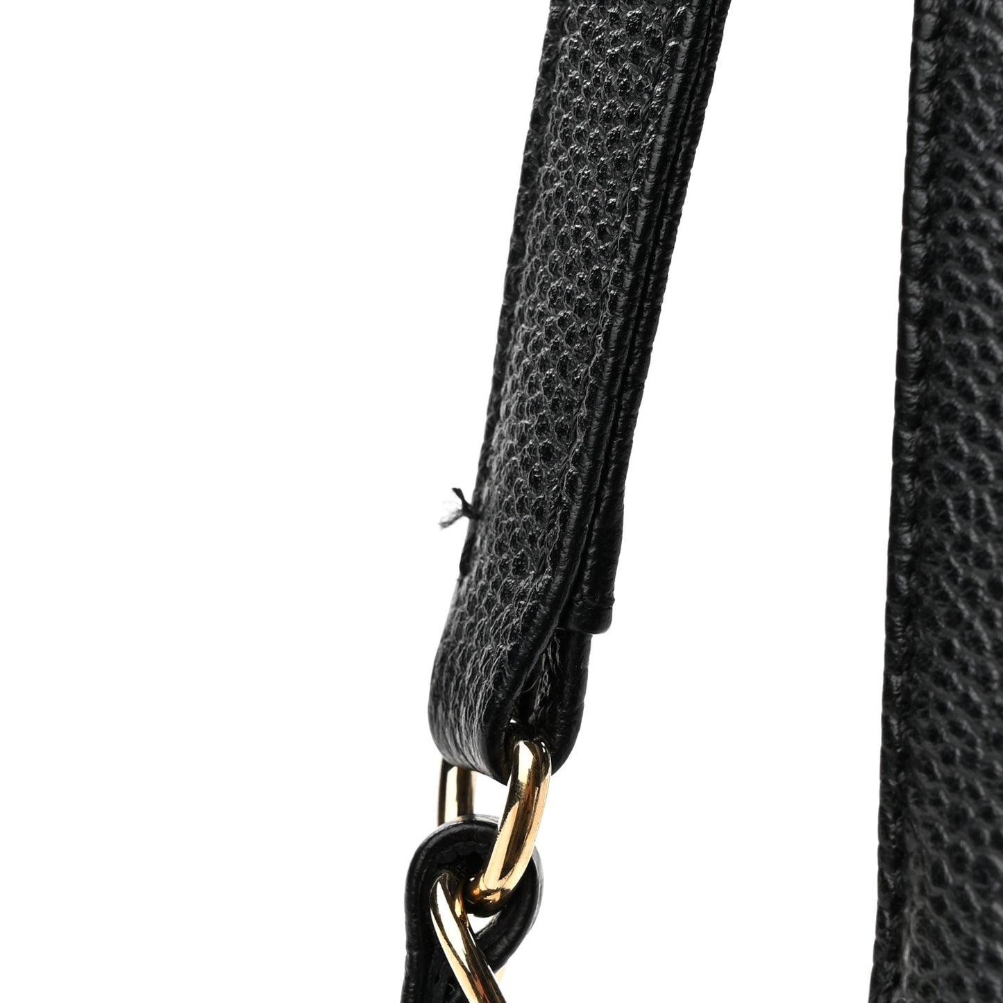 Crumpled Grained Calfskin Zip and Carry Shopping Tote Black