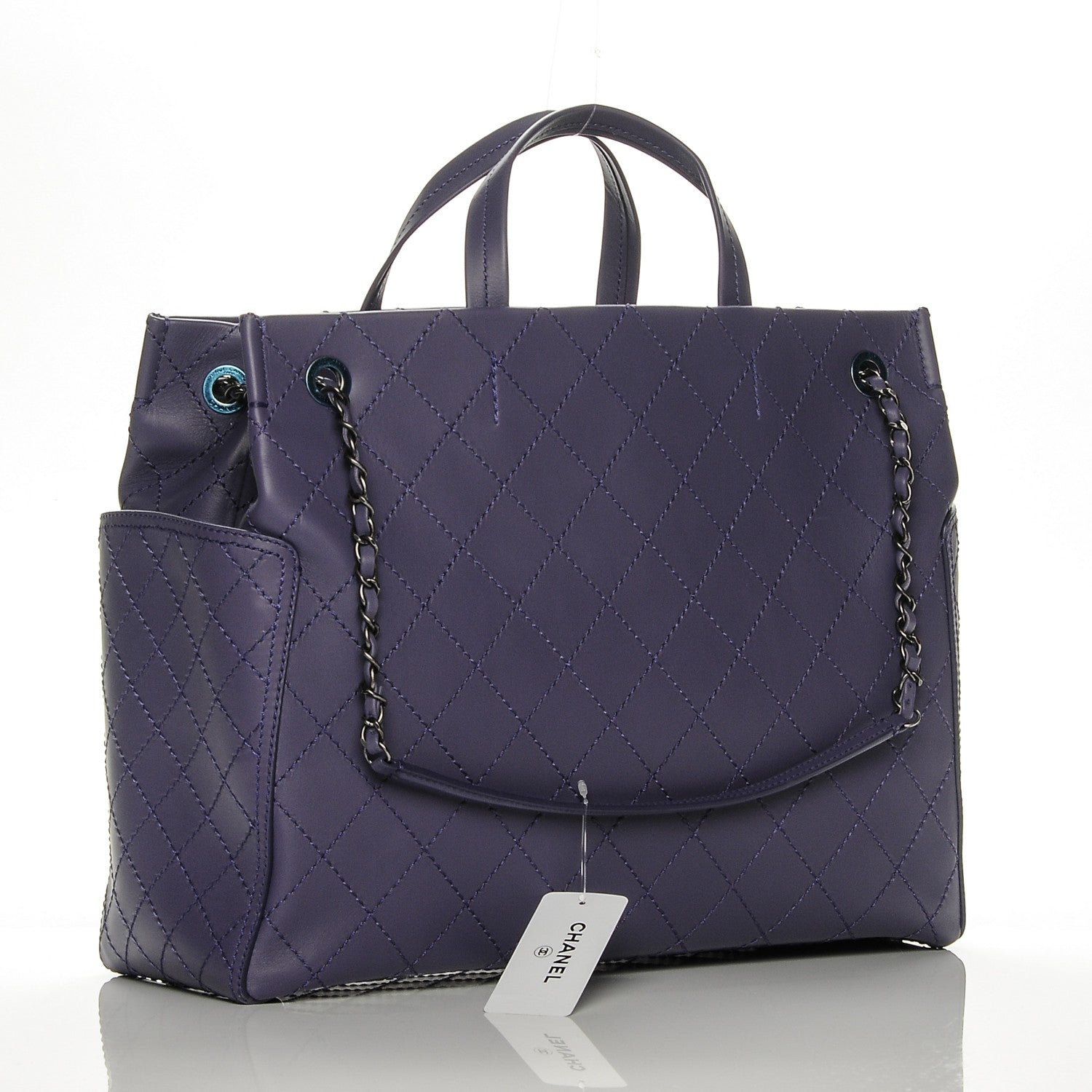Chanel Calfskin CC Pocket Tote Purple 3 of 7