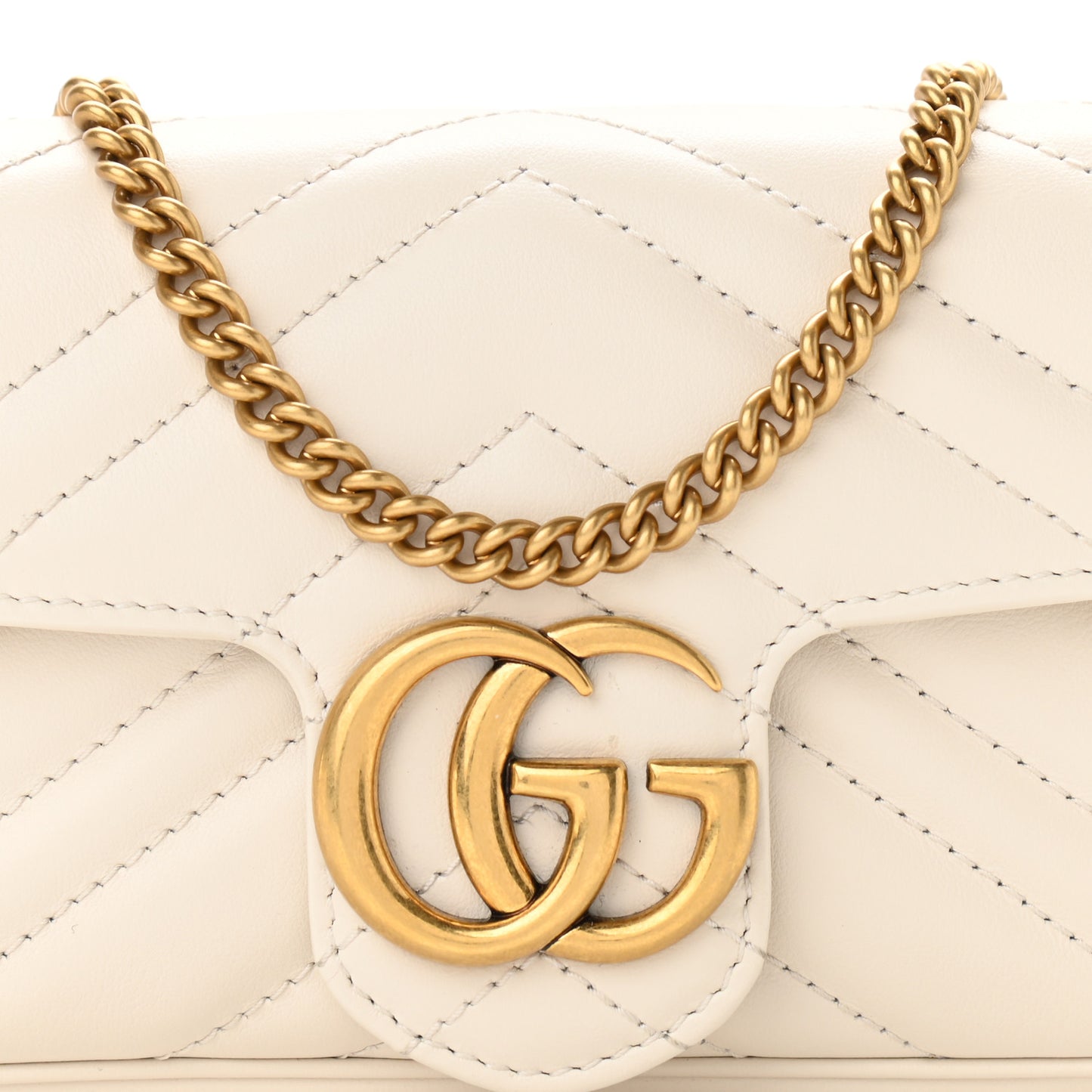 Calfskin Matelasse Super Mini GG Marmont Shoulder Bag White