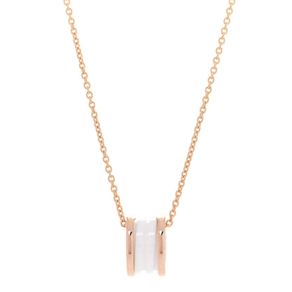 Bulgari 18K Rose Gold White Ceramic B.Zero1 Pendant Necklace 4 of 9
