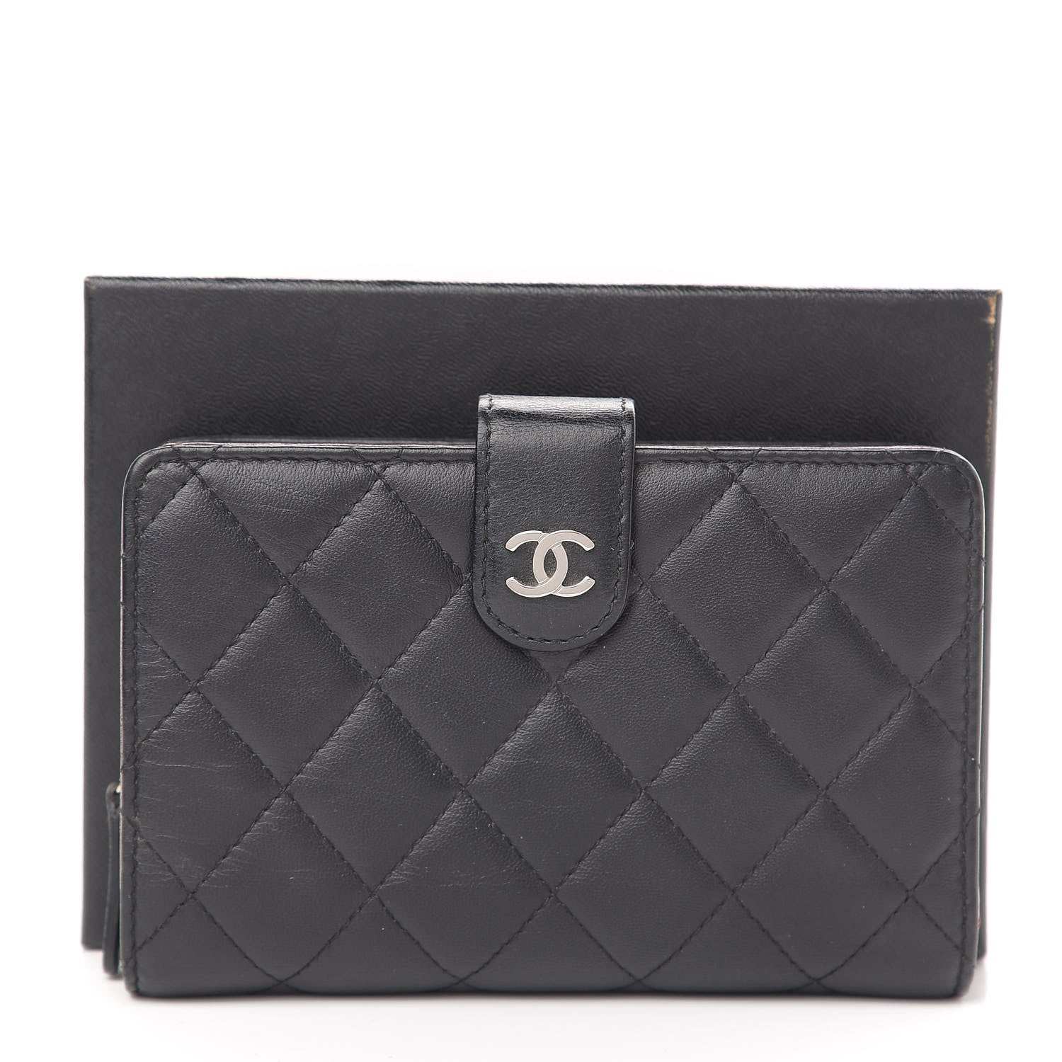 Chanel Lambskin Quilted Zipped Pocket Wallet Black 9 of 9
