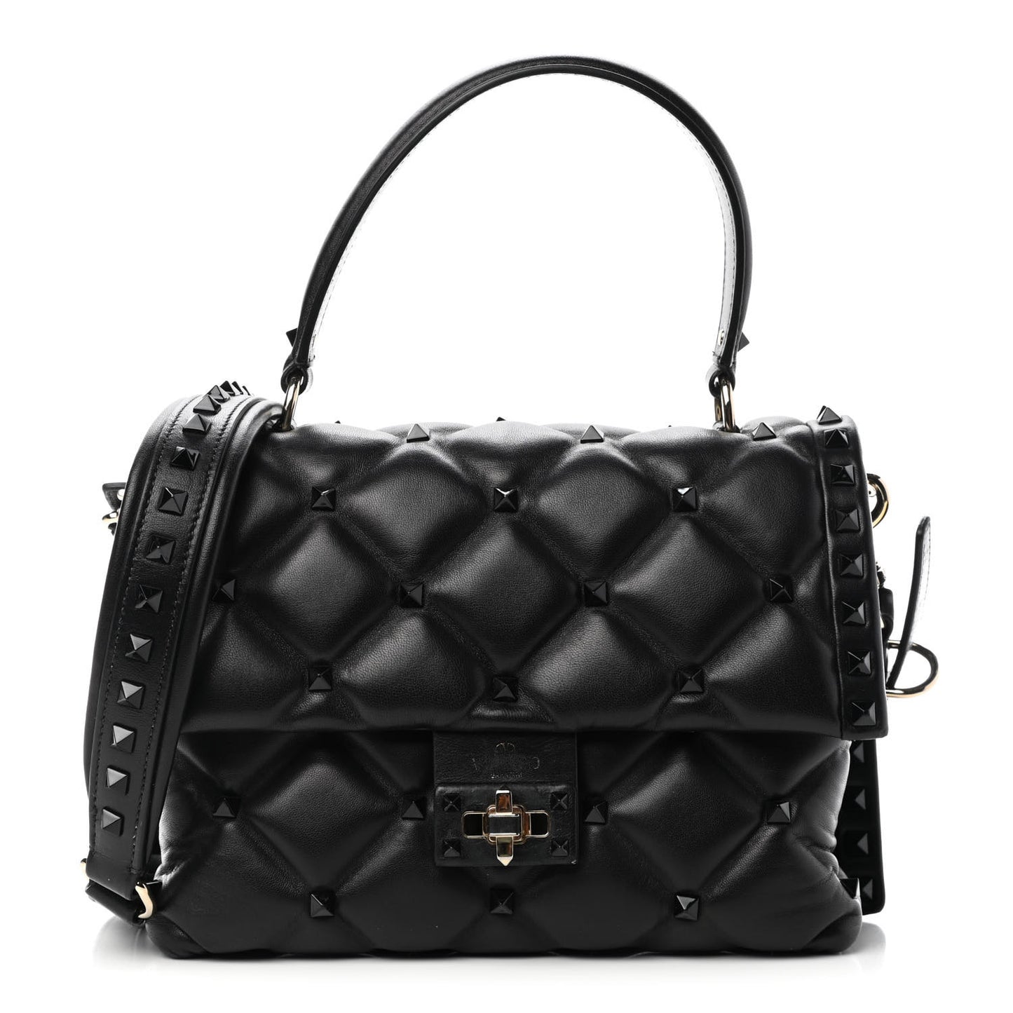 Nappa Monochrome Medium Candystud Top Handle Bag Black