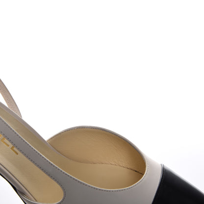 Chanel Calfskin Cap Toe CC Slingback Sandals 38 Ivory Black 9 of 11