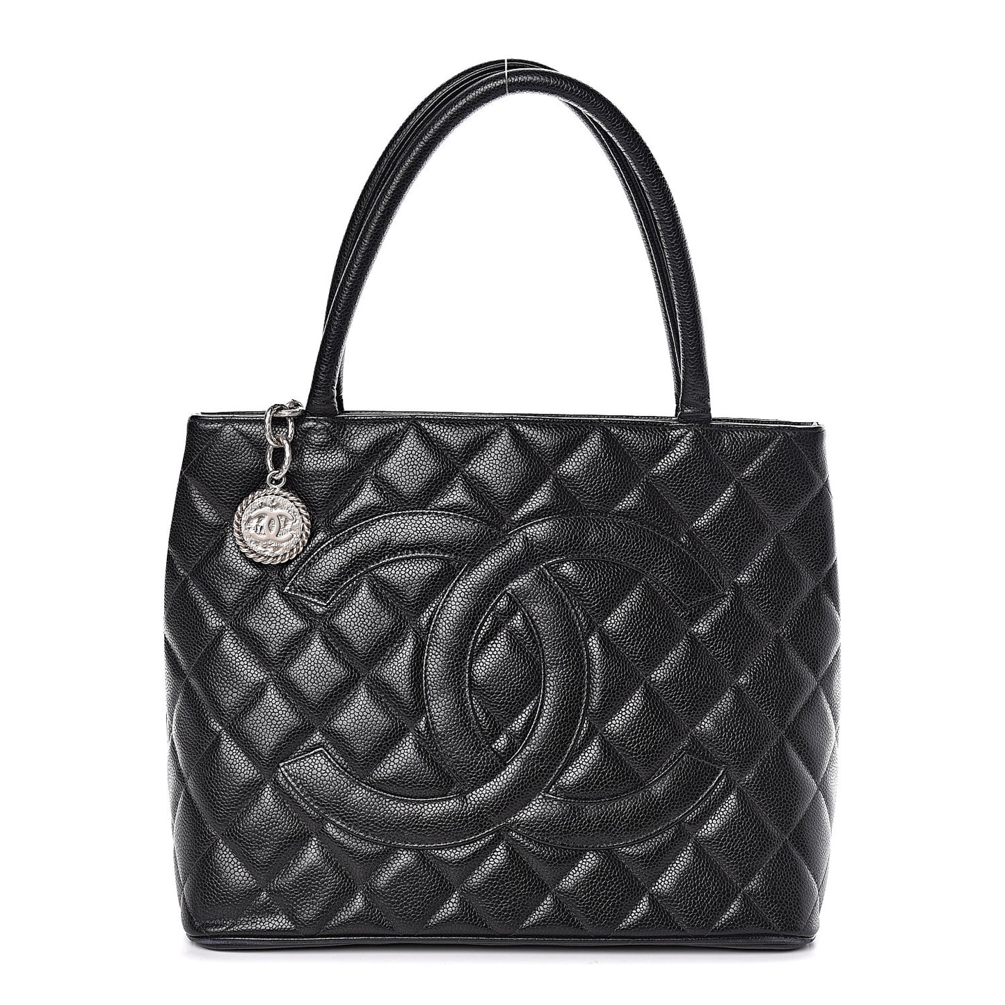 Caviar Quilted Medallion Tote Black