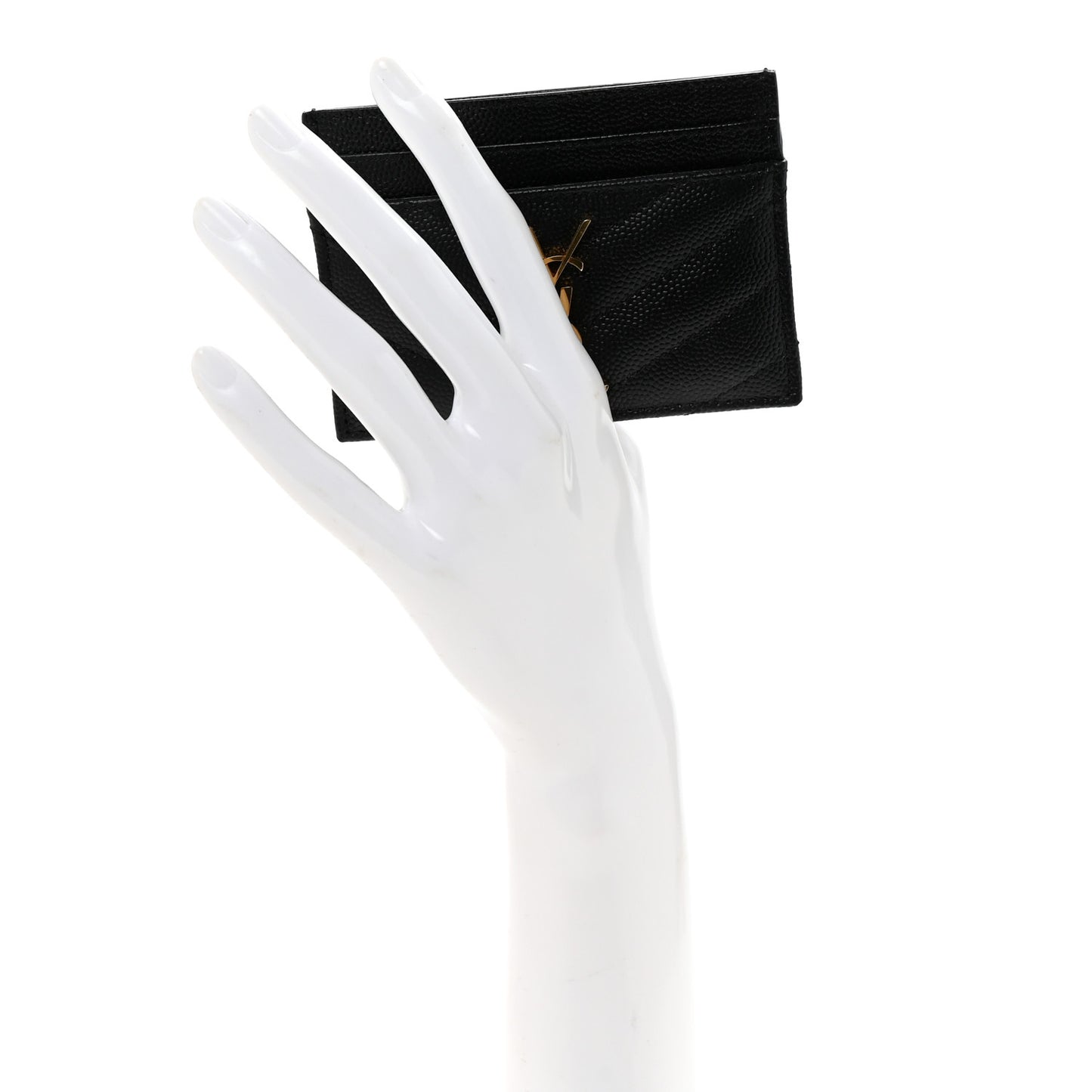 Grain De Poudre Matelasse Chevron Monogram Credit Card Case Black