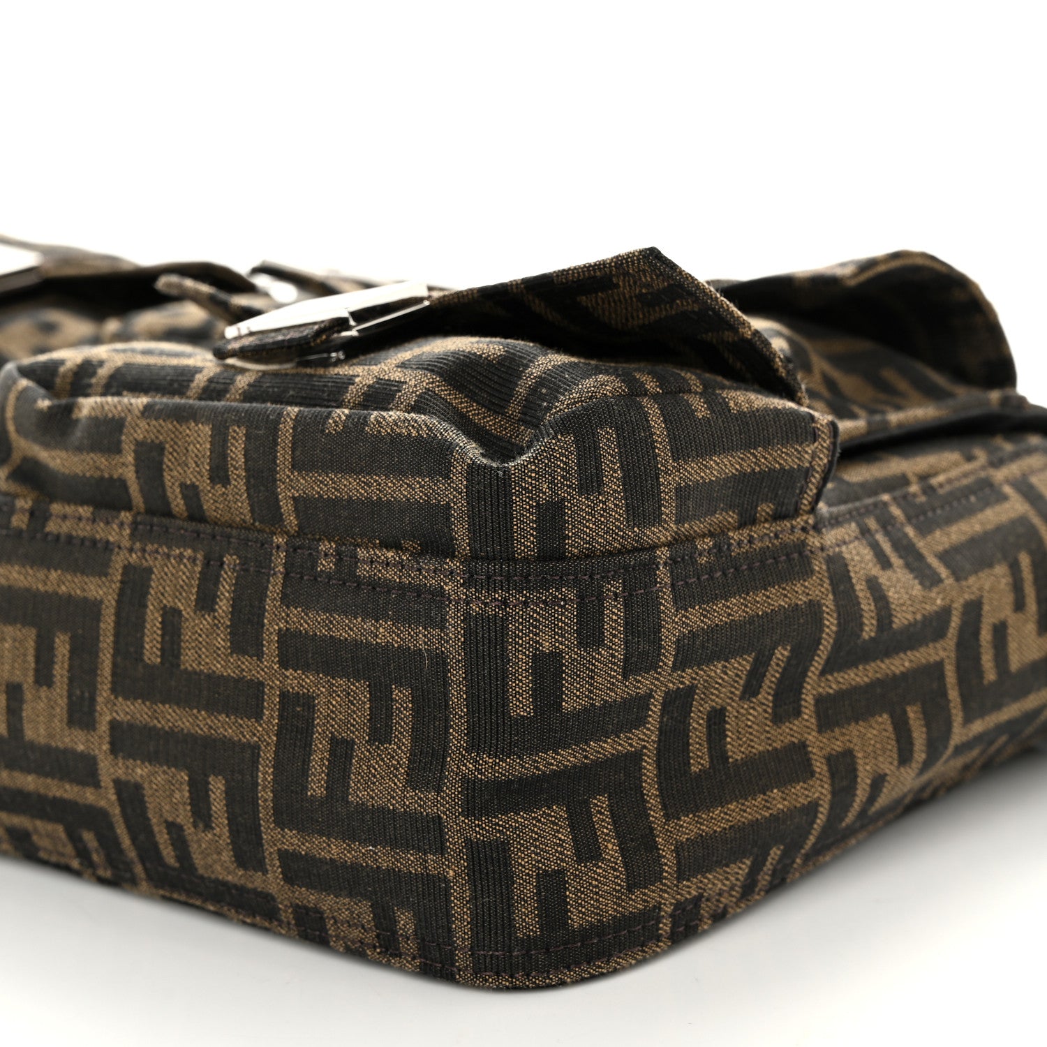 Fendi Fabric Jacquard FF 1974 Maxi Multipocket Baguette Tobacco Moro Black 11 of 11