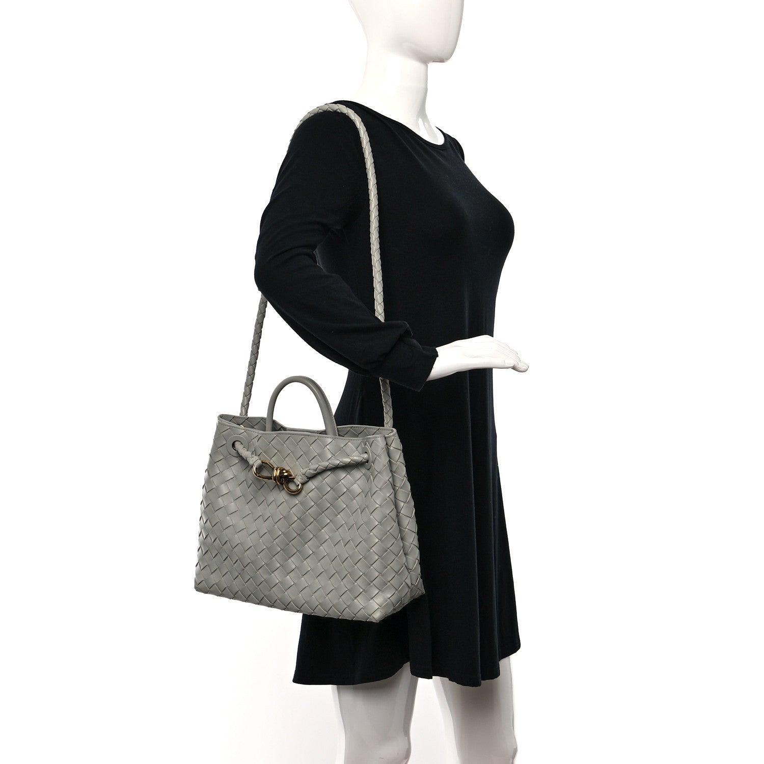 Bottega Veneta Nappa Intrecciato Medium Andiamo Shoulder Bag Agate Grey 2 of 8