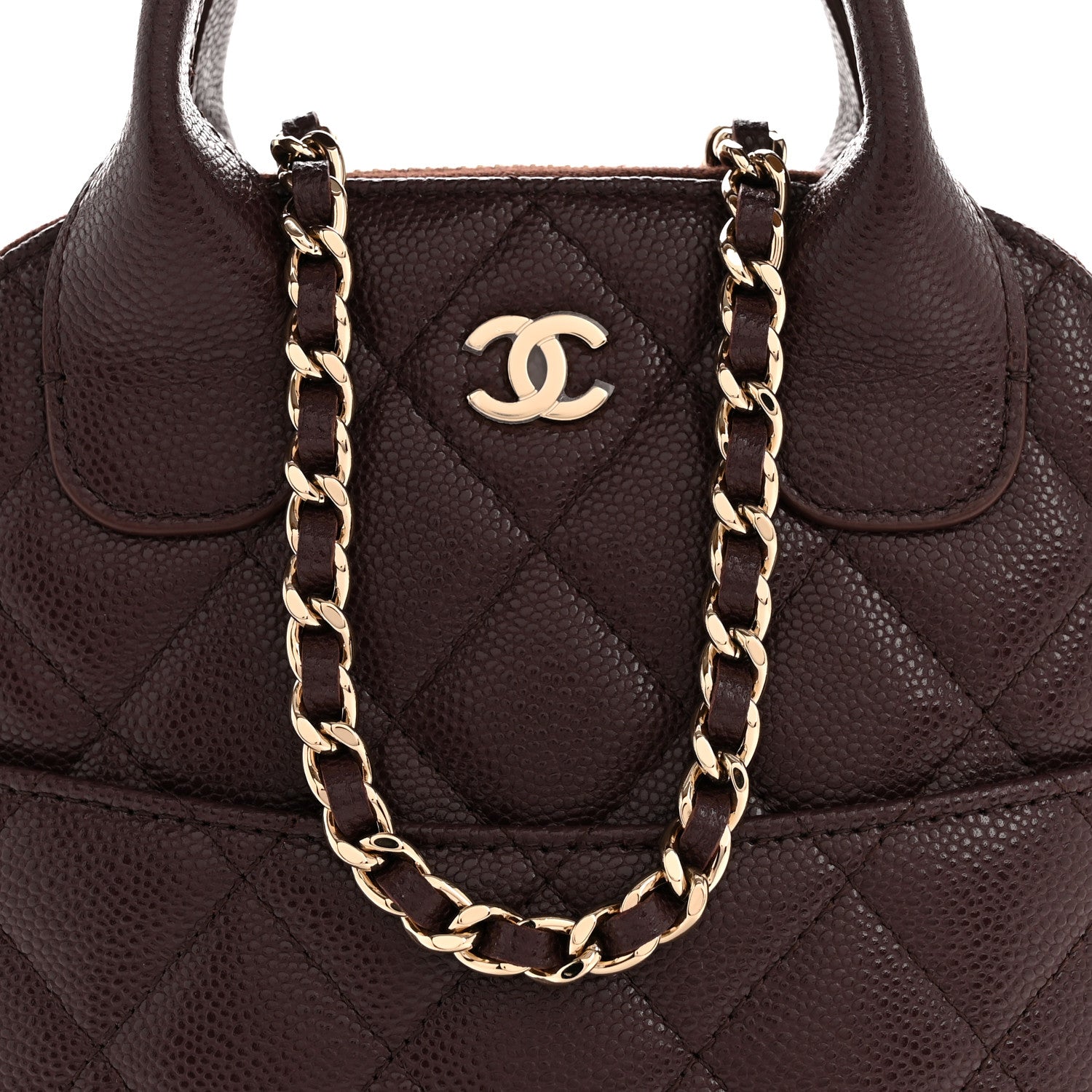 Chanel Caviar Quilted Top Handle Clutch With Chain Dark Brown 8 of 10