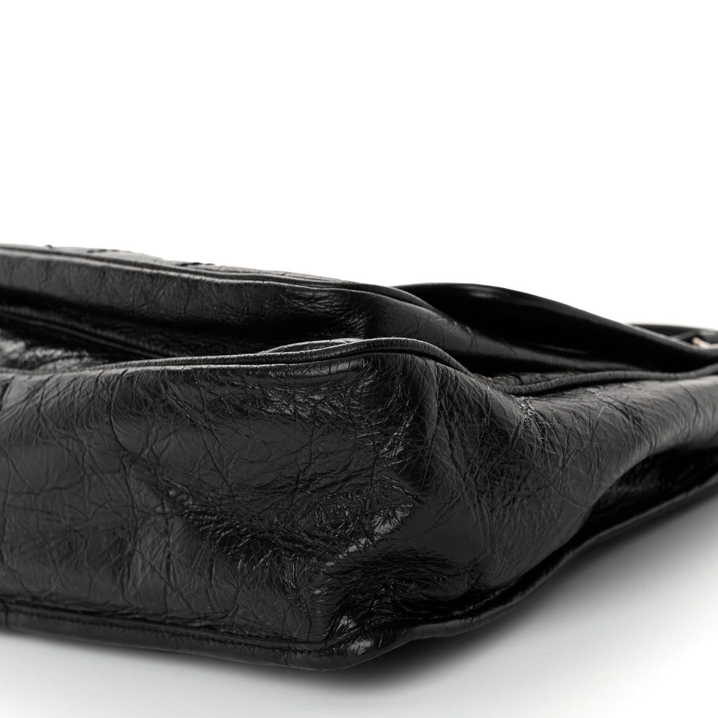 Crinkled Calfskin Matelasse Monogram Large Niki Chain Satchel Black