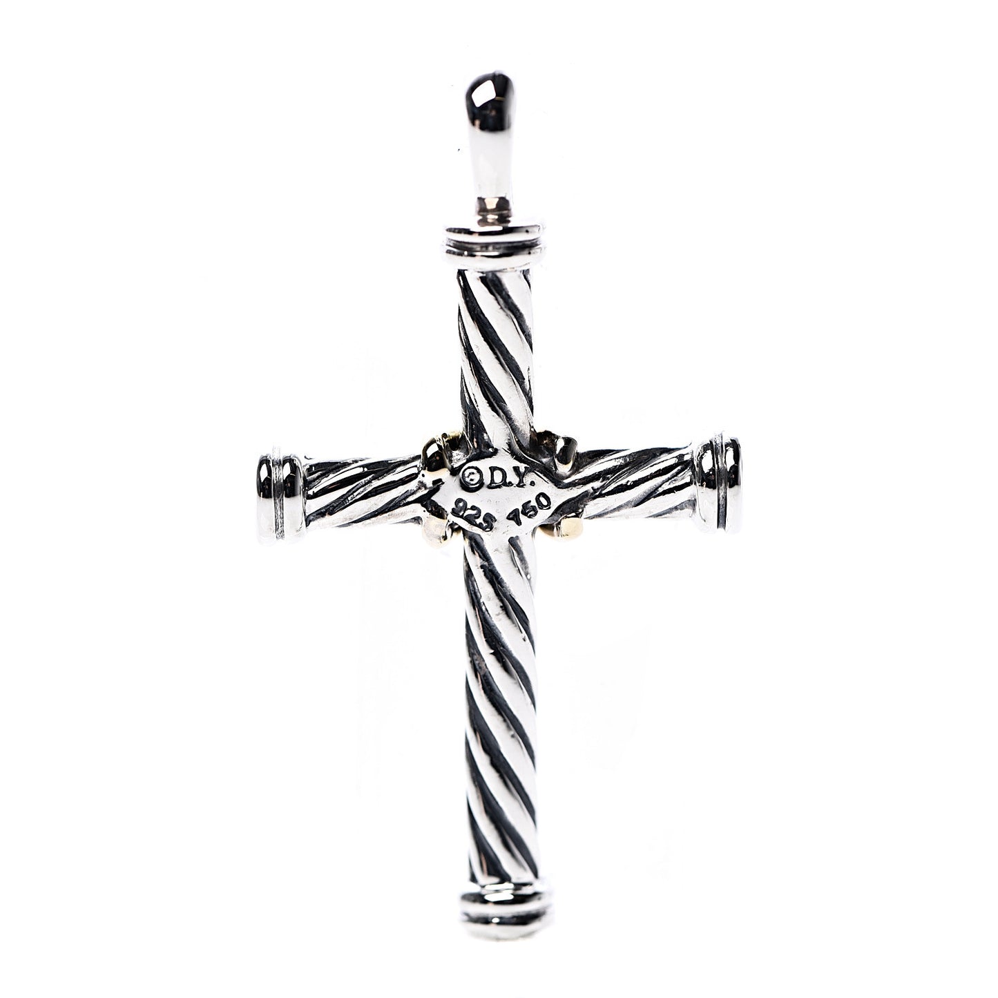 Sterling Silver 18K Yellow Gold 35mm Mens X Cross Pendant