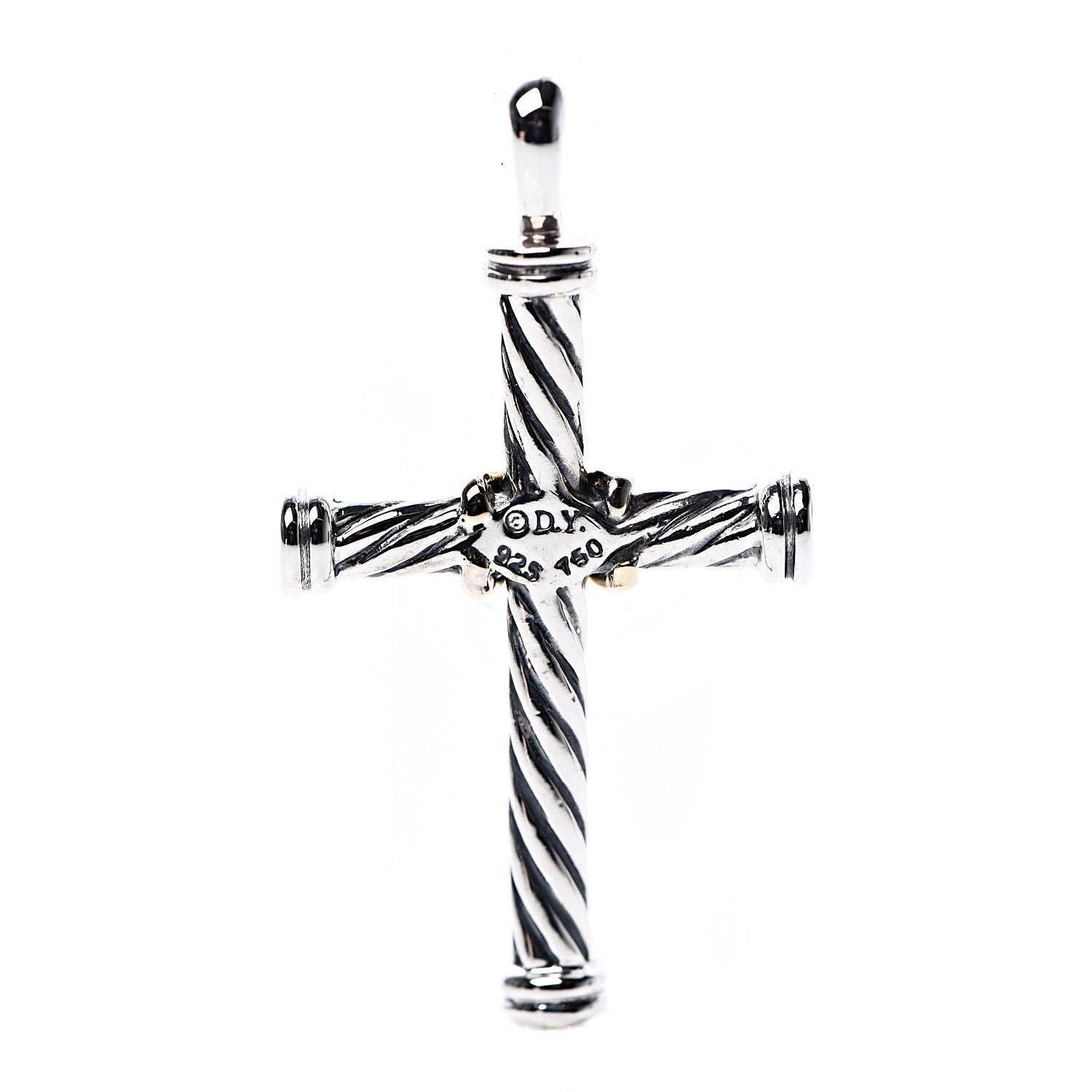 David Yurman Sterling Silver 18K Yellow Gold 35mm Mens X Cross Pendant 3 of 3
