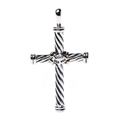 David Yurman Sterling Silver 18K Yellow Gold 35mm Mens X Cross Pendant 3 of 3