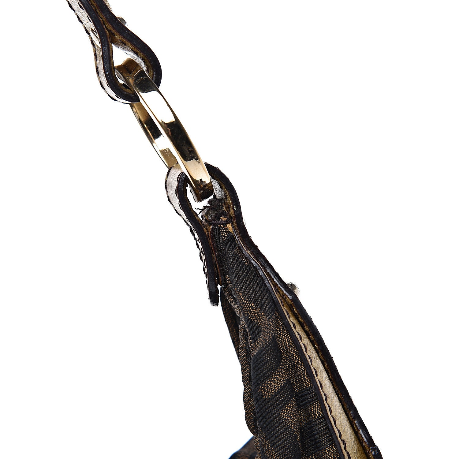 Fendi Zucca Laminated Vachetta Small Chef Hobo Tobacco Bronzo 12 of 13